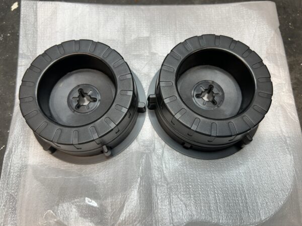 Pair of Teac/Tascam clone NAB adapters for 1/4” wide tape - black